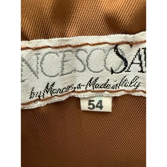 Francesco Savoia Brown Italian Leather Collared Jacket Front Zipper Size 54/44 - Picture 2 of 16